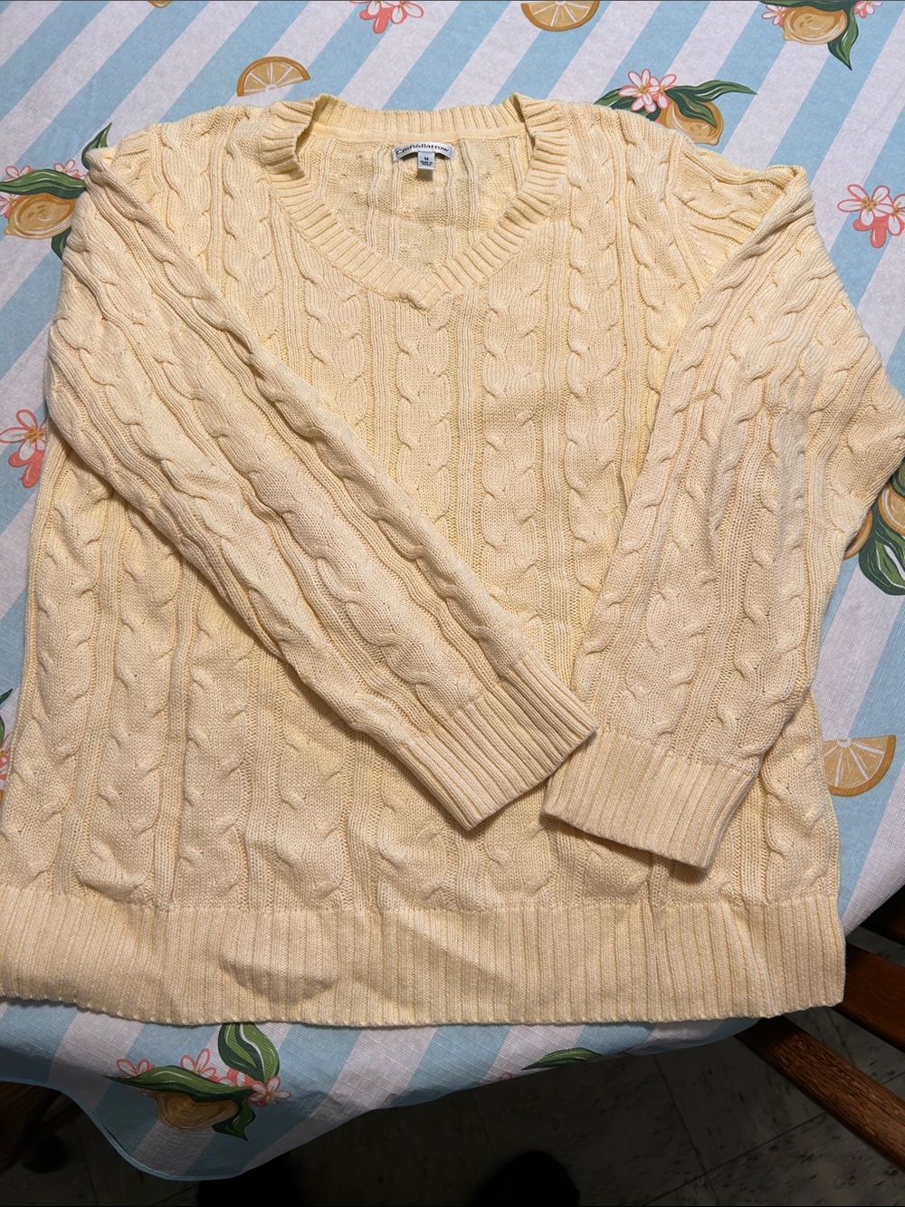 croft & barrow yellow Cable-Knit Scoop Neck Sweater